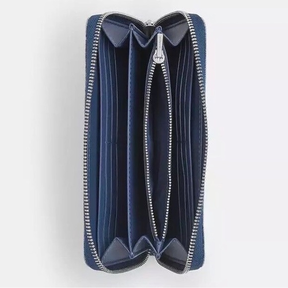 Coach Long Zip Around Wallet In Denim - Picture 2 of 11